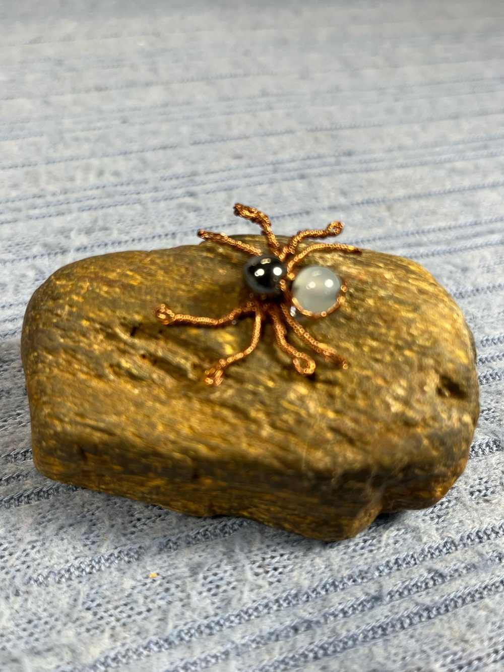 Hematite and Opalite Spider on Arizona Petrified Wood